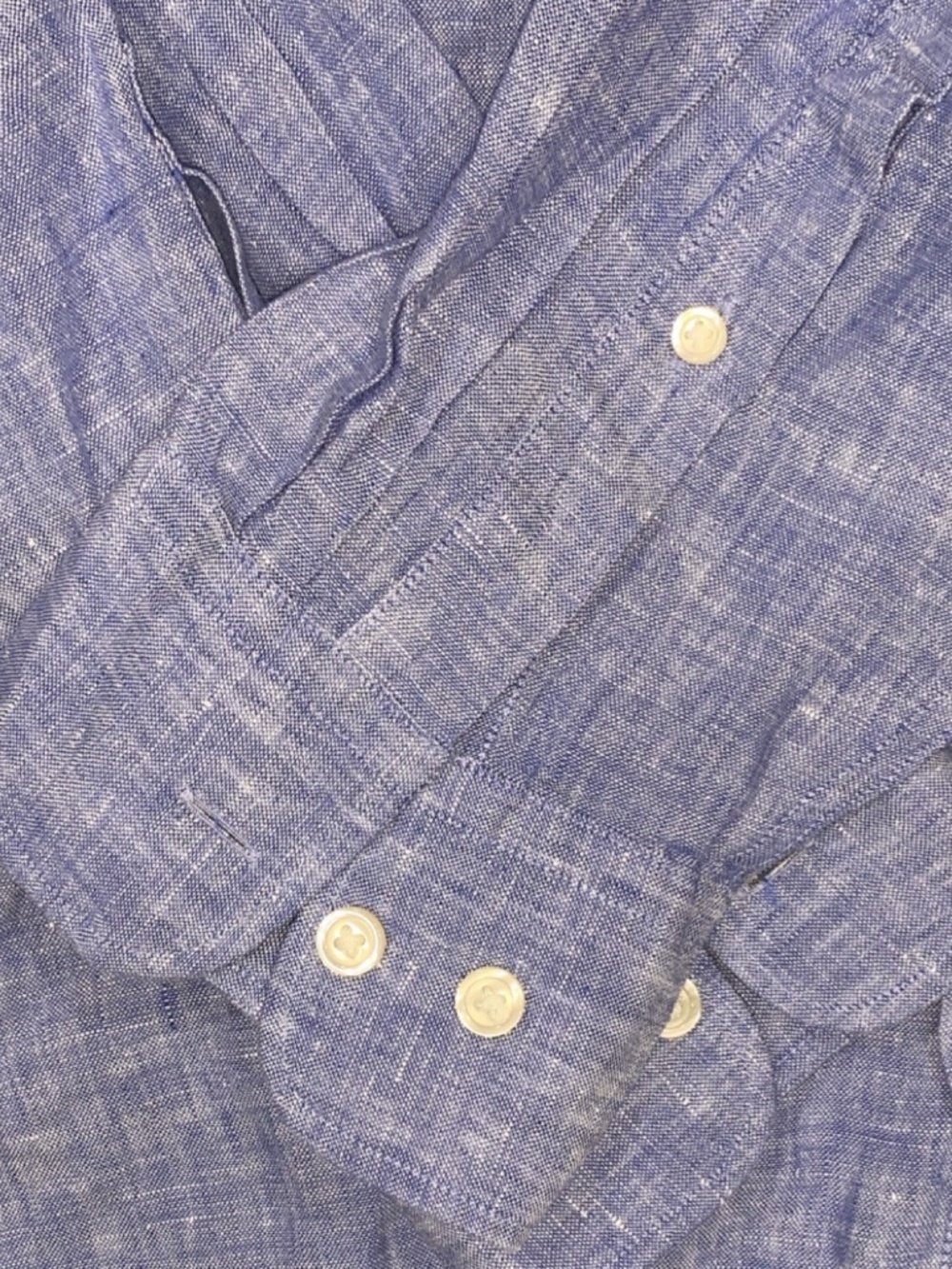 Charles Tyrwhitt Men's Linen Classic Fit Blue Button-Up Long Sleeve XL SKU 014 - Picture 3 of 6